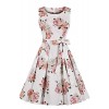 Vintage Classy Floral Sleeveless Party Picnic Party Cocktail Dress - Dresses - $24.99 
