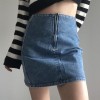 Vintage High Waist Washed Blue Zip Hip Denim Skirt - スカート - $27.99  ~ ¥3,150