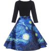 Vintage Starry Sky Print Dress - sukienki - 