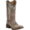 Vintage Tan w/ Ivory Floral Embroidery S - Boots - 