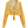 Vintage V-neck long sleeve flower lace d - Koszule - krótkie - $27.99  ~ 24.04€