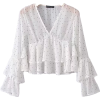 Vintage Wave V-neck Lotus Leaf Sleeve Sh - 半袖衫/女式衬衫 - $23.99  ~ ¥160.74