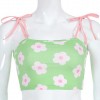 Vintage flower print shoulder strap colo - 半袖シャツ・ブラウス - $15.99  ~ ¥1,800