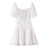 Vintage ins blogger's court waistband short sleeve dress - Dresses - $32.99 