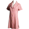 Vintage plaid V-neck cotton and linen dr - Dresses - $35.99 