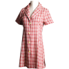 Vintage plaid V-neck cotton and linen dr - Kleider - $35.99  ~ 30.91€