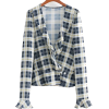 Vintage plaid ruffled V-neck shirt - ボレロ - $27.99  ~ ¥3,150