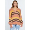 V-neck Cozy Thick Knit Stripe Pullover Sweater - Pullovers - $39.38  ~ £29.93