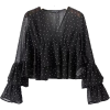 V-neck Lotus Leaf Sleeve Shirt - Camisa - curtas - $23.99  ~ 20.60€