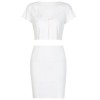 V-neck button cropped short cardigan top and split skirt suit - Dresses - $21.99  ~ £16.71