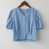 V-neck design niche shirt versatile short shirt - 半袖シャツ・ブラウス - $25.99  ~ ¥2,925