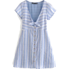 V-neck front knotted striped dress - Kleider - $27.99  ~ 24.04€