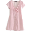 V-neck front knotted striped dress - sukienki - $27.99  ~ 24.04€