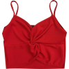 V-neck knotted solid color slim short to - Camisa - curtas - $25.99  ~ 22.32€