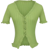 V-neck lace short-sleeved knit cardigan - Cardigan - $25.99 