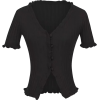 V-neck lace short-sleeved knit cardigan - Cardigan - $25.99 