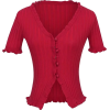 V-neck lace short-sleeved knit cardigan - Veste - $25.99  ~ 22.32€