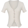 V-neck lace short-sleeved knit cardigan - Puloverji - $25.99  ~ 22.32€