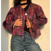 V-neck long-sleeved rainbow stripe color - Pullovers - $29.99 
