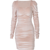 V neck pleated velvet dress - Dresses - $17.59 