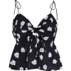 V-neck printed sling knotted with floral - Tanks - $25.99 