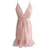 V-neck sequined dress strapless dress - Kleider - $27.99  ~ 24.04€