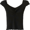 V-neck solid color knit short-sleeved to - T-shirts - $23.99 