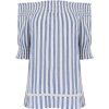 WAREHOUSE Stripe Cheesecloth Bardot Top - Shirts - £23.20 