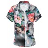 WAWAYAMen WAWAYA Men's Plus Size Floral Printed Short Sleeve Summer Button Up Dress Shirt Tee - Koszulki - krótkie - $10.43  ~ 8.96€