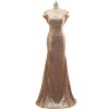 WDING Rose Gold Sequin Bridesmaid Dresses Mermaid Sparkly Backless Wedding Party Gown - Kleider - $69.00  ~ 59.26€
