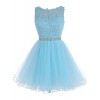 WDING Short Tulle Homecoming Dresses Appliques Beads Prom Party Gowns - Vestiti - $69.00  ~ 59.26€