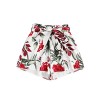 WDIRARA Women's Casual Floral Print Elastic Waist Self Tie Belted Chiffon Shorts - Shorts - $8.99 