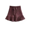 WDIRARA Women's Ditsy Floral A line Tie Front High Waist Ruffle Mini Skirts - Skirts - $12.99 