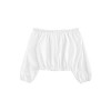 WDIRARA Women's Elegant Off The Shoulder Ruffle Trim 3/4 Sleeve Blouse - Camisa - curtas - $12.99  ~ 11.16€