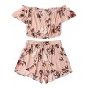 WILLTOO Women's Off Shoulder Short Sleeve Chiffon Floral Print Crop Top and Shorts Set Jumpsuit - 连衣裙 - $7.89  ~ ¥52.87