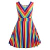 WILLTOO Women's Vintage Dress Mini Gown Rainbow Sleeveless A-Line Dress Plus Size - Dresses - $10.66 
