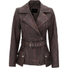 WOMENS BROWN DISTRESSED LAMBSKIN LEATHER JACKET - Jaquetas e casacos - 227.00€ 