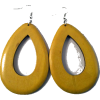WOODEN OVAL DROP EARRINGS-YEL - Earrings - $6.99  ~ £5.31