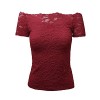 WT1755 Womens Short Sleeve Off Shoulder Scallop Trim Floral Lace Top - Camisa - curtas - $25.64  ~ 22.02€