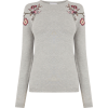 Warehouse Grey Floral Sweater - 长袖衫/女式衬衫 - 