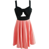 Watermelon Red Bow Chest Hollow Dress - Dresses - $15.99 