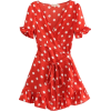 Wave Print Short Sleeve Waist V Neck Dre - sukienki - $25.99  ~ 22.32€