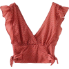 Wave V-Neck Ruffled Shirt - Srajce - kratke - $25.99  ~ 22.32€