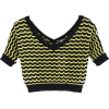 Wavy V-neck colorblock openwork sweater - 女短上衣 - $27.99  ~ ¥187.54