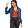 WearAll Women's Ripped Distressed Long Sleeve Cropped Denim Jacket Short Button - Outerwear - $22.78  ~ ¥2,564