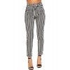 Wearall Women's Monochrome Striped Belted Pocket Crepe Skinny Leg Trousers - Pantalones - $14.13  ~ 12.14€