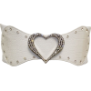 White Heart Buckled Rhinestone Faux Croc Elastic Belt - Belt - $15.95 