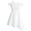 White Asymmetrical Off Shoulder Dress - Drugo - 