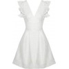 White Babydoll Dress with Flared Sleeves - Haljine - 