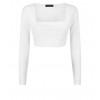 White Crop Top - Long sleeves shirts - 